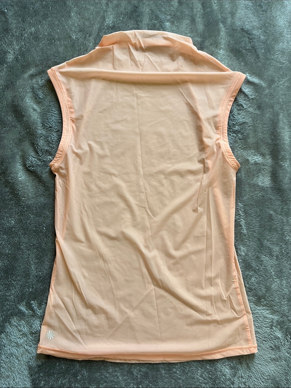 Athleta Sheer Sleeveless Mock Neck Women’s Top in Light Peach, best for size S